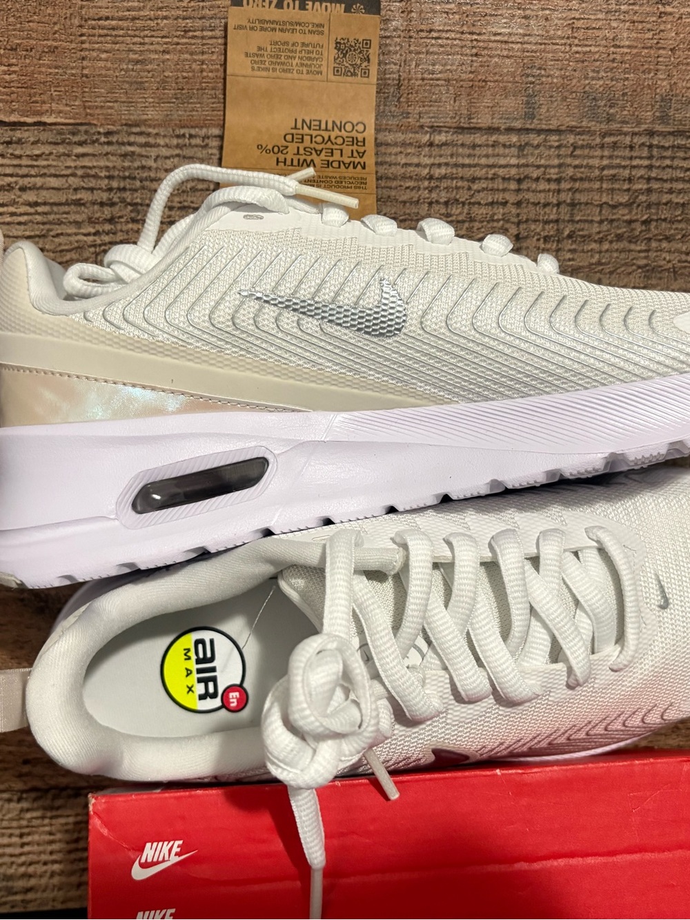Nike Women’s White and Silver Air-Inspired Athletic Sneakers - Picture 4 of 6